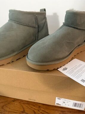 UGG Women's Classic Ultra Mini Boot in Sage Green - NWT New in box